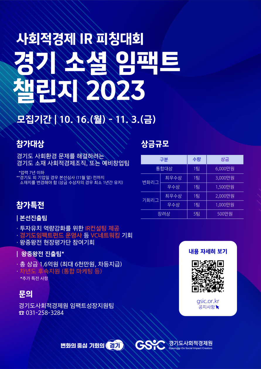 경기 소셜 임팩트 챌린지 2023 '사회적경제 IR 피칭대회'